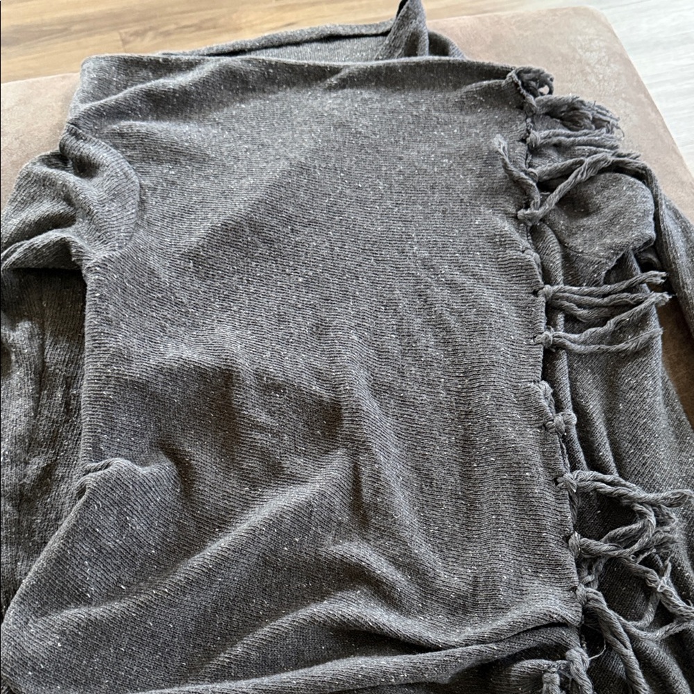 Source Unknown Charcoal Fringed Cardigan